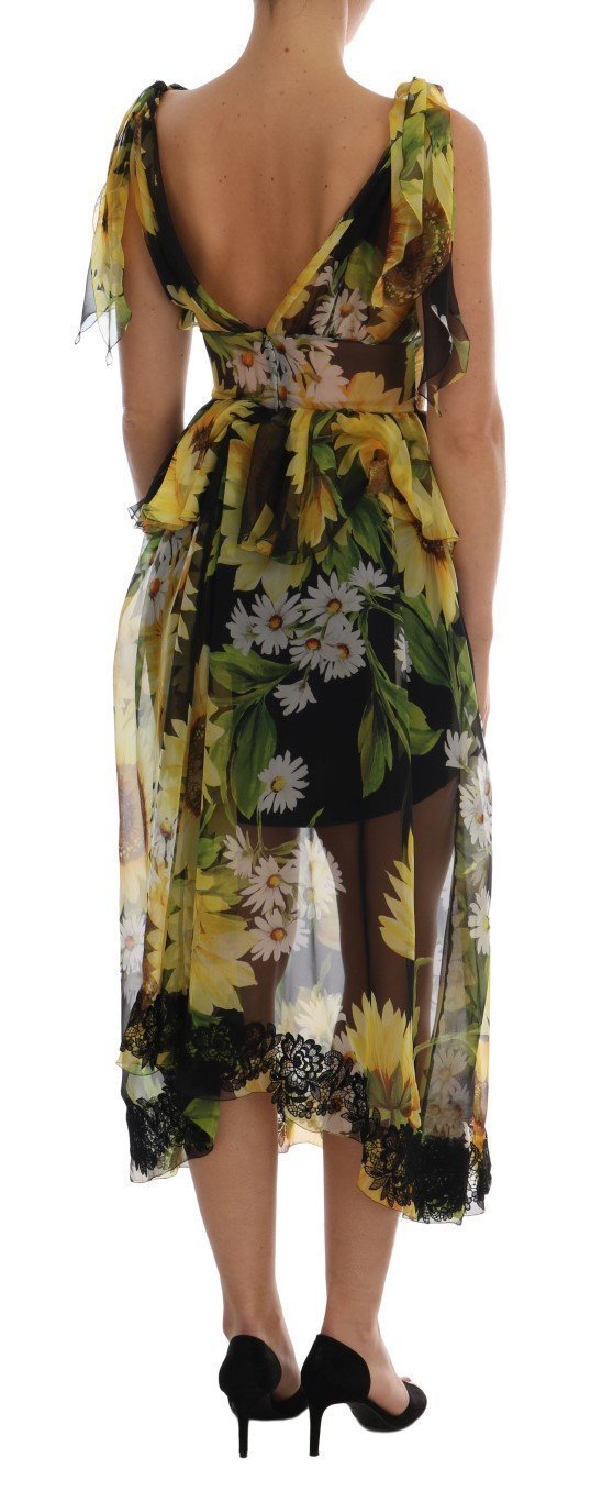 Multicolor Sunflower Floral Lace Dress