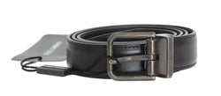 Black Leather Mens Logo Belt