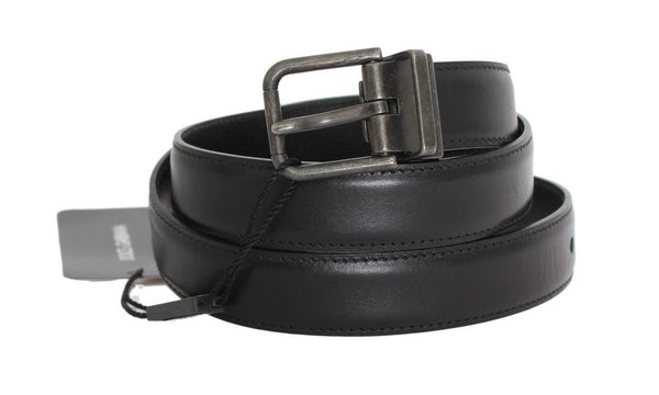 Black Leather Mens Logo Belt