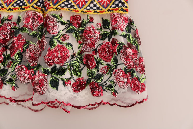Multicolor Sicilian Printed Embrodered Floral Dress