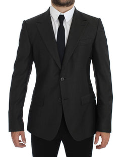 Gray Slim Fit Wool Silk Blazer