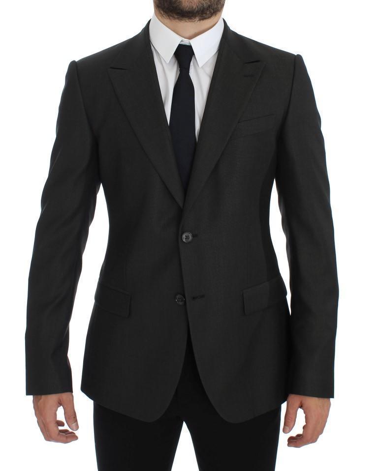 Gray Slim Fit Wool Silk Blazer