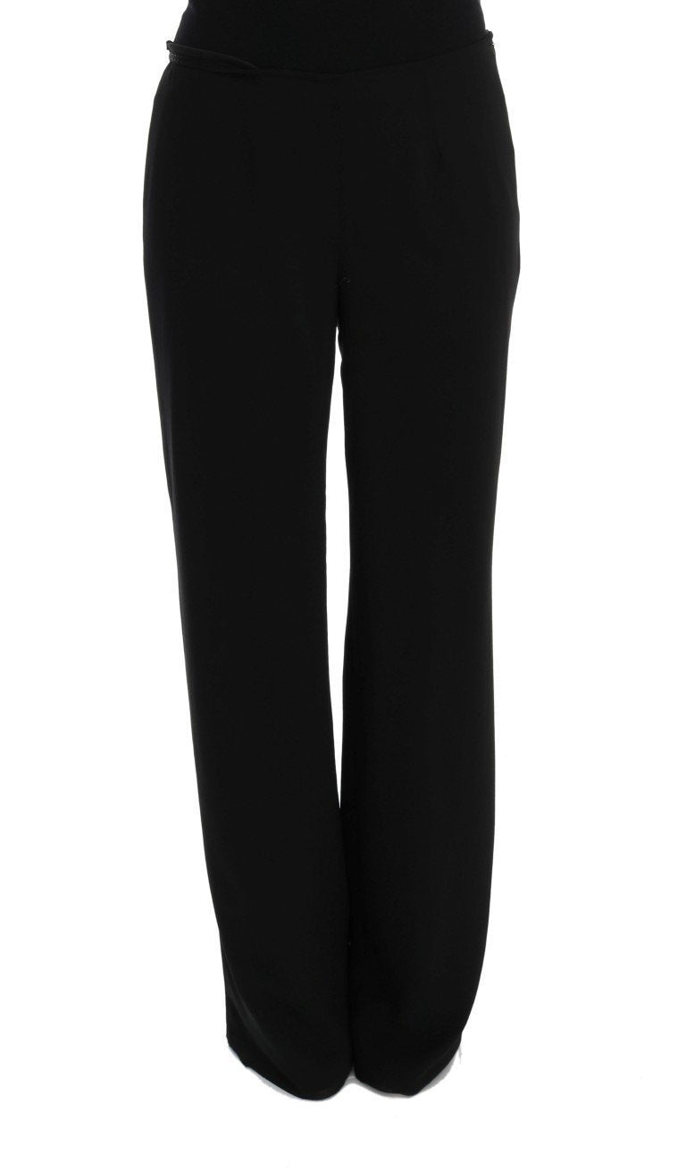 Black Silk Straight Fit Dress Pants