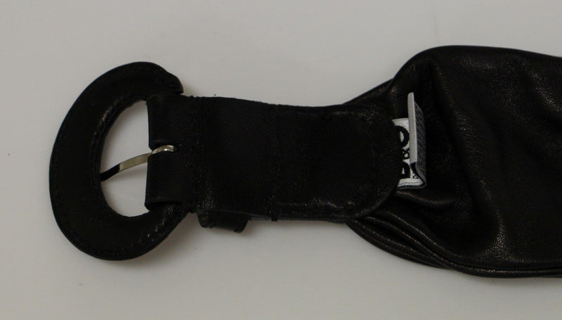 Black Purple Leather Logo Belt Wide Waist