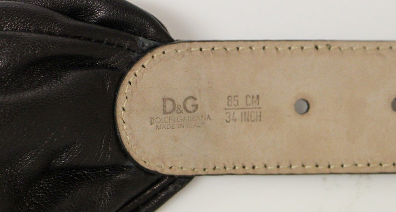 Black Purple Leather Logo Belt Wide Waist