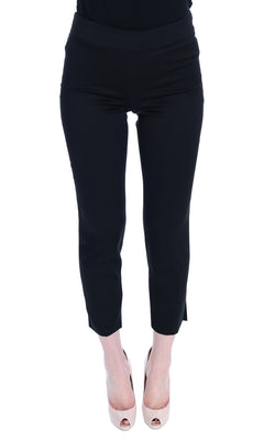 Black Cotton Stretch Capri Dress Pants