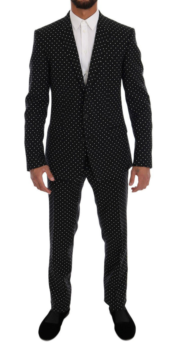 Black Wool Polka Dot MARTINI Slim fit Suit
