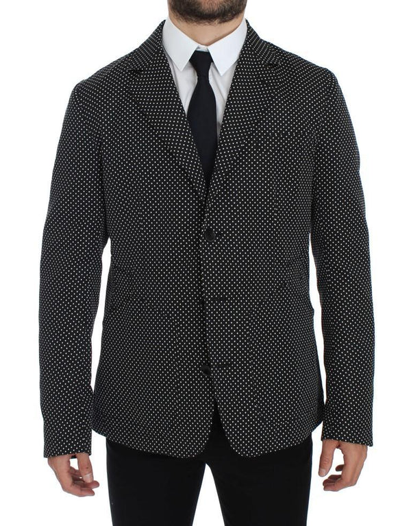 Black White Polka Dotted Blazer Jacket
