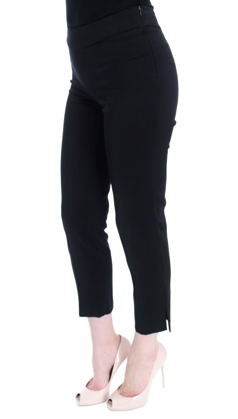 Black Cotton Stretch Capri Dress Pants