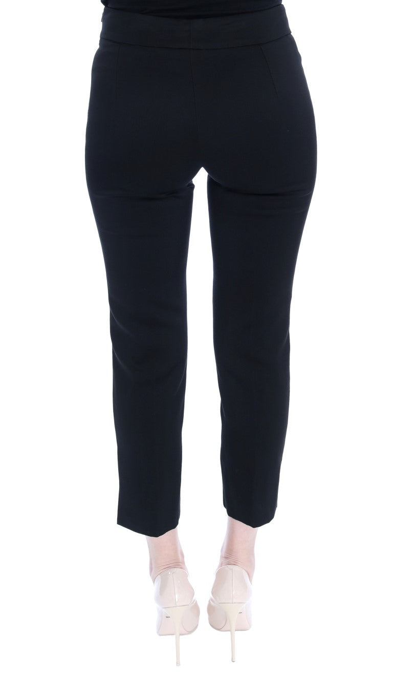 Black Cotton Stretch Capri Dress Pants