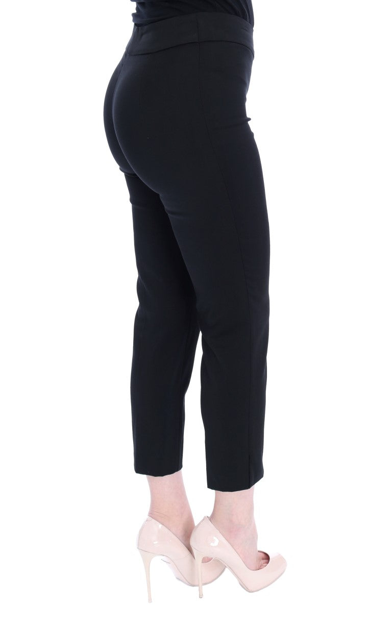 Black Cotton Stretch Capri Dress Pants