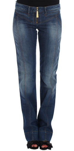 Blue Wash Cotton Stretch Boot Cut Jeans