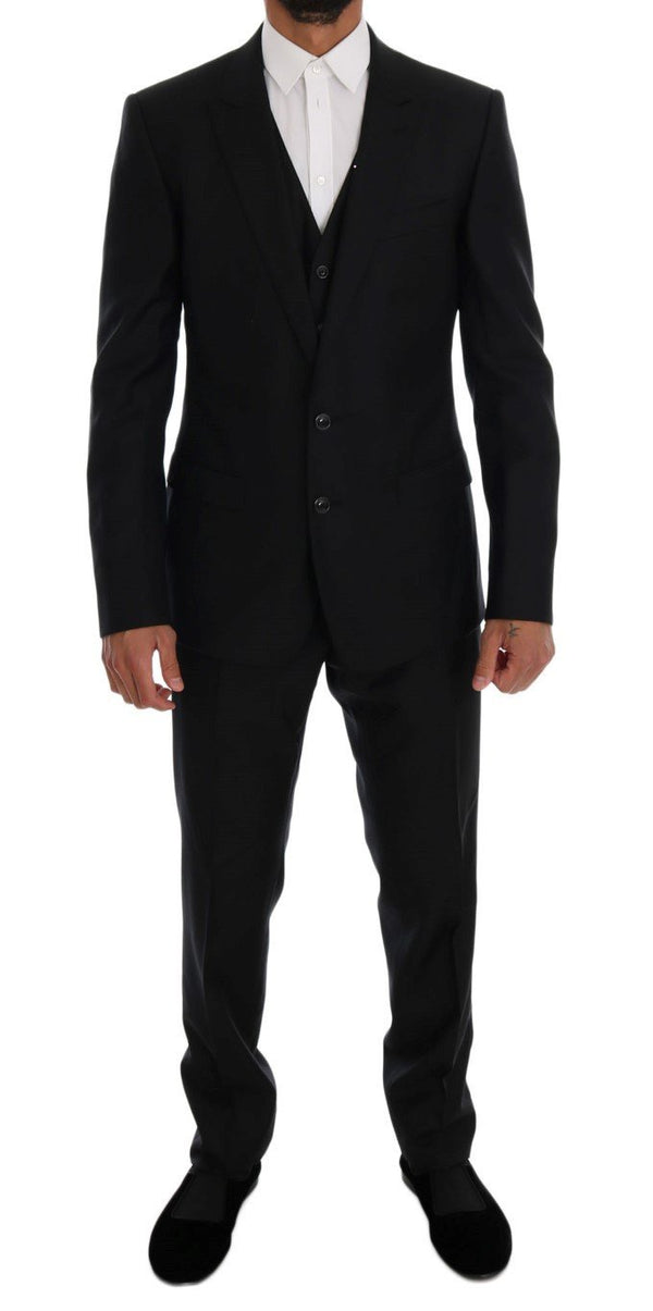 Black Wool Silk MARTINI Slim fit Suit