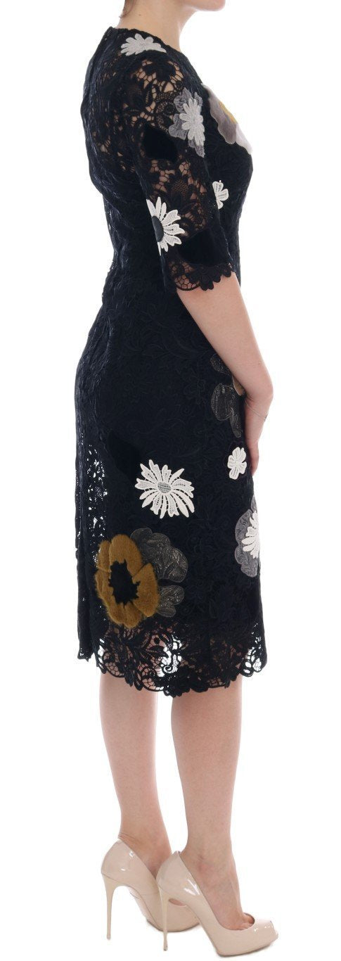 Black Floral Lace Floral Sicily Dress