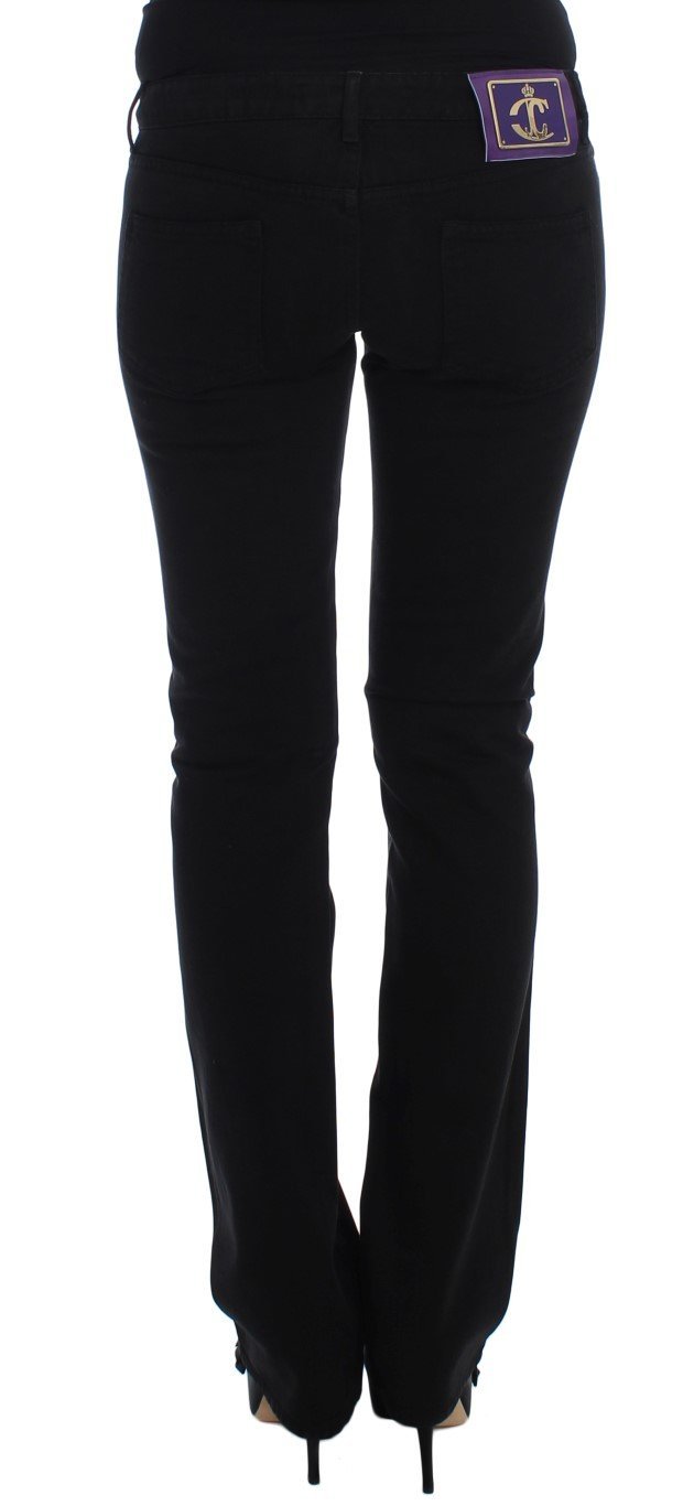 Black Studded Slim Fit Boot Cut Jeans