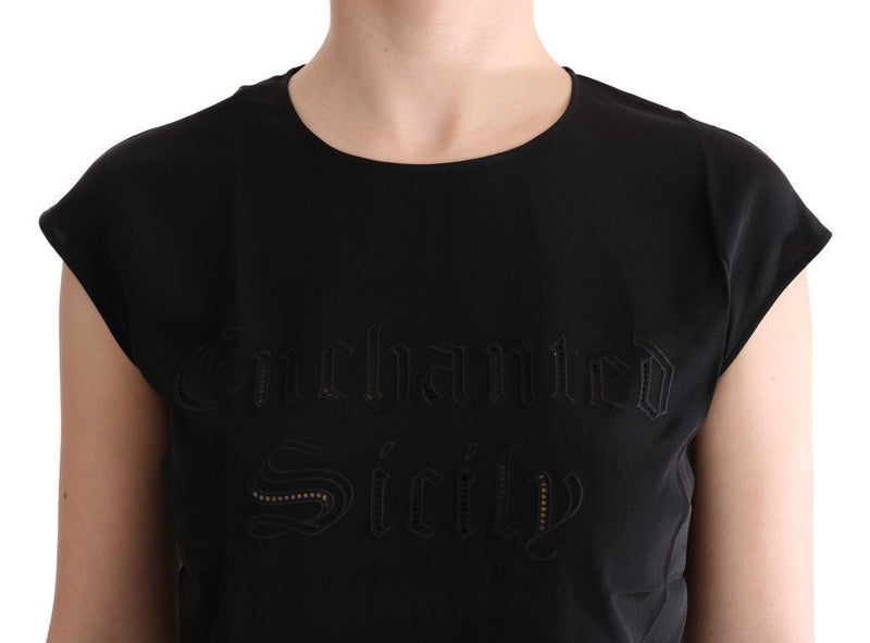 Black Enchanted SICILY Silk Blouse T-shirt