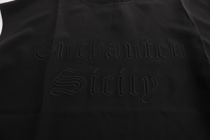 Black Enchanted SICILY Silk Blouse T-shirt