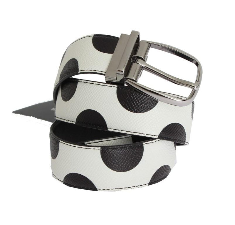 White Black Polka Dotted Pattern Belt