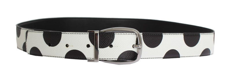 White Black Polka Dotted Pattern Belt