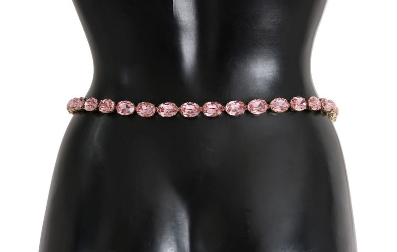 Black Leather Pink Crystal Belt