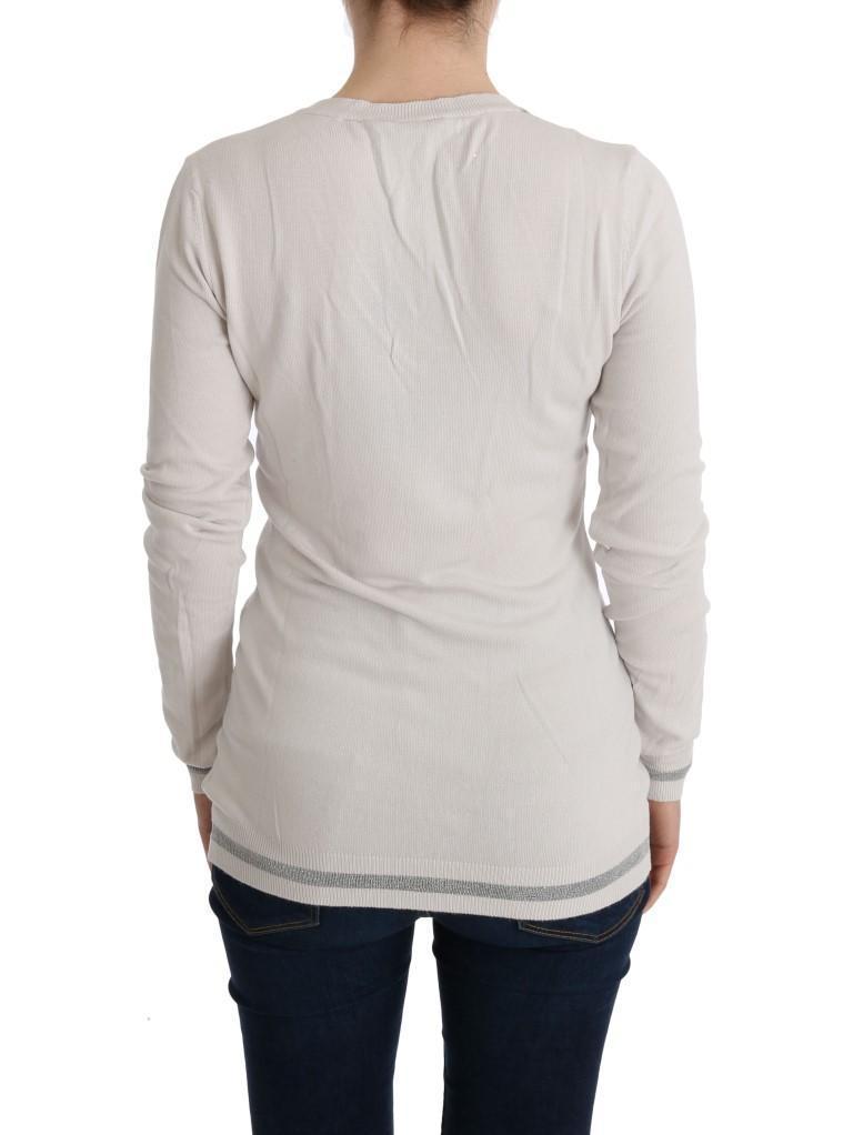 White V-neck Viscose Sweater