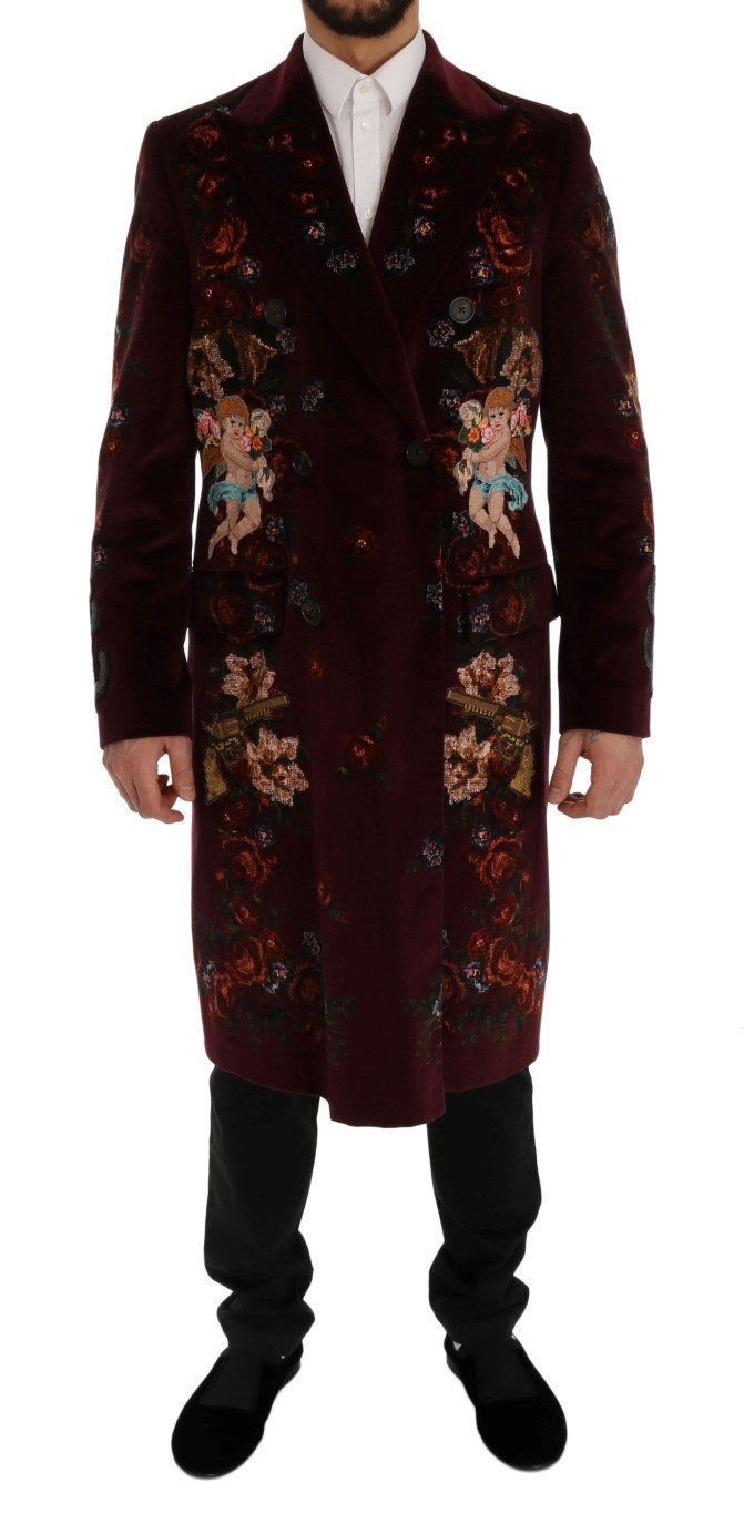 Bordeaux Velvet Floral Angel Coat