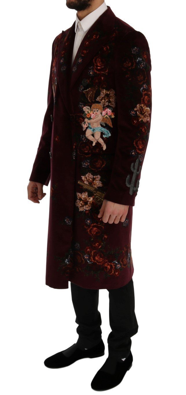 Bordeaux Velvet Floral Angel Coat