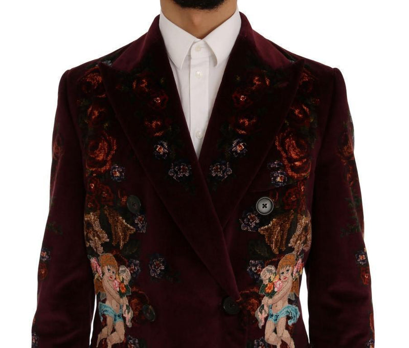 Bordeaux Velvet Floral Angel Coat