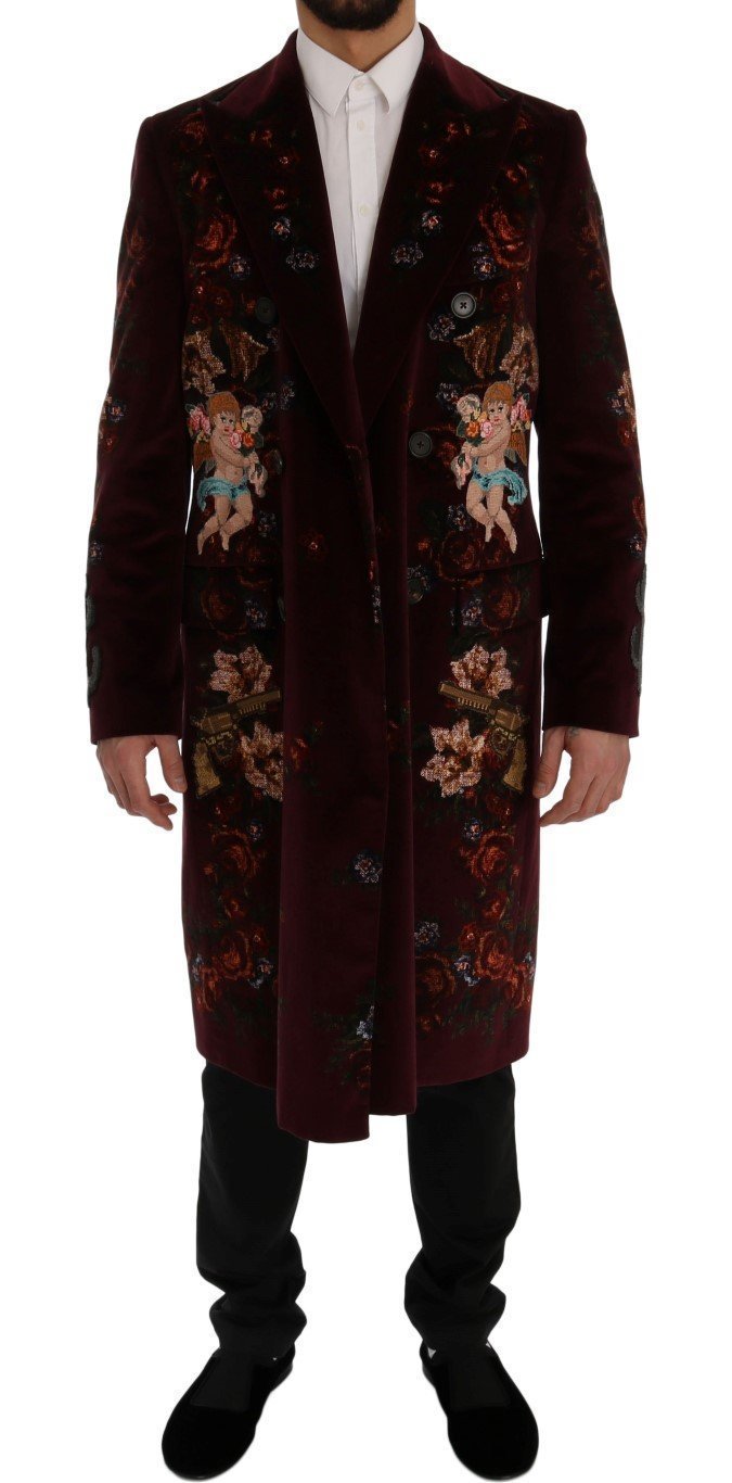 Bordeaux Velvet Floral Angel Coat