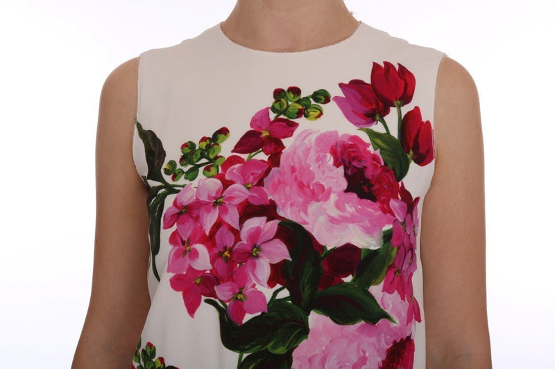 White Pink Floral Print Sheath Dress