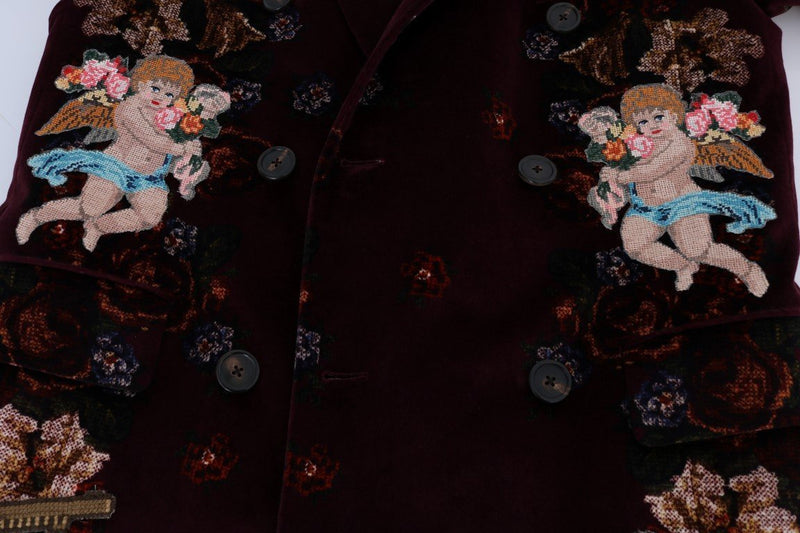 Bordeaux Velvet Floral Angel Coat