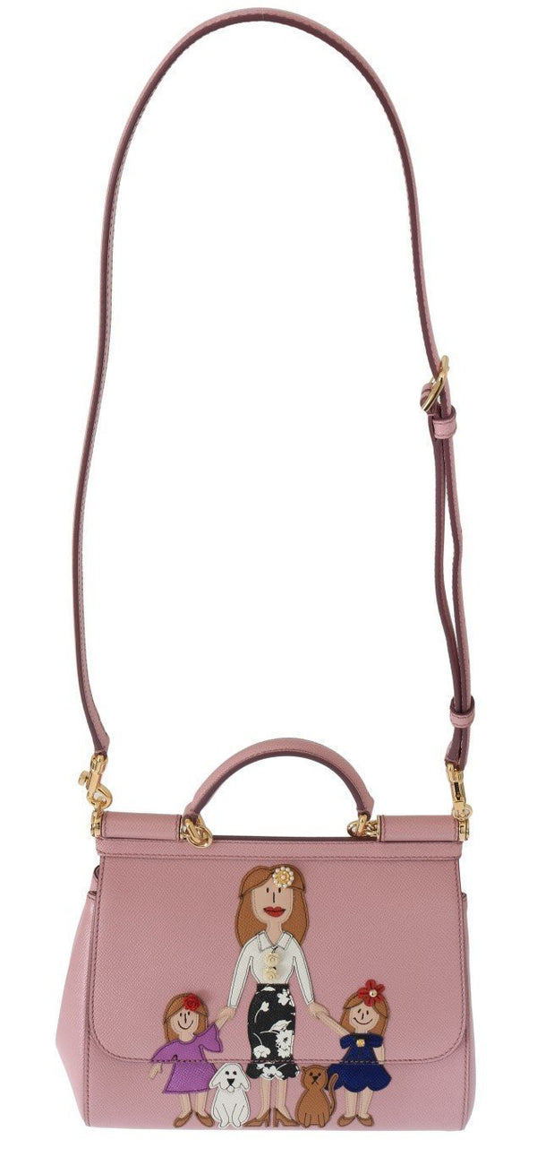 Pink FAMILIA Leather Dauphine Crystal Bag