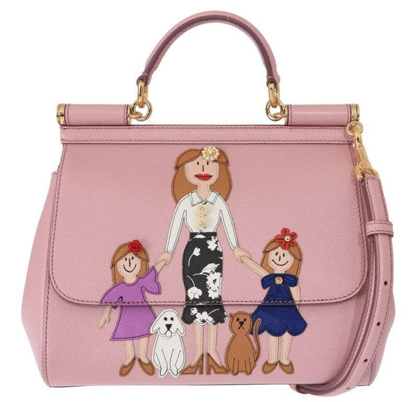 Pink FAMILIA Leather Dauphine Crystal Bag