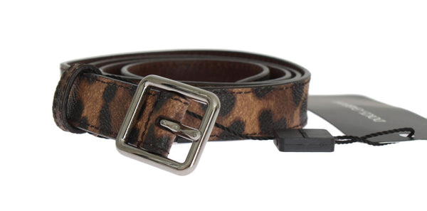 Brown Leopard Silver Buckle Belt