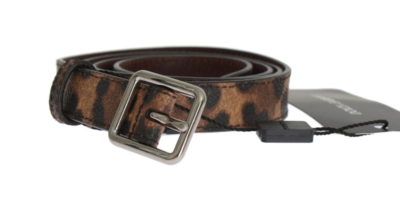Brown Leopard Silver Buckle Belt