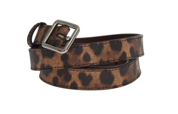 Brown Leopard Silver Buckle Belt
