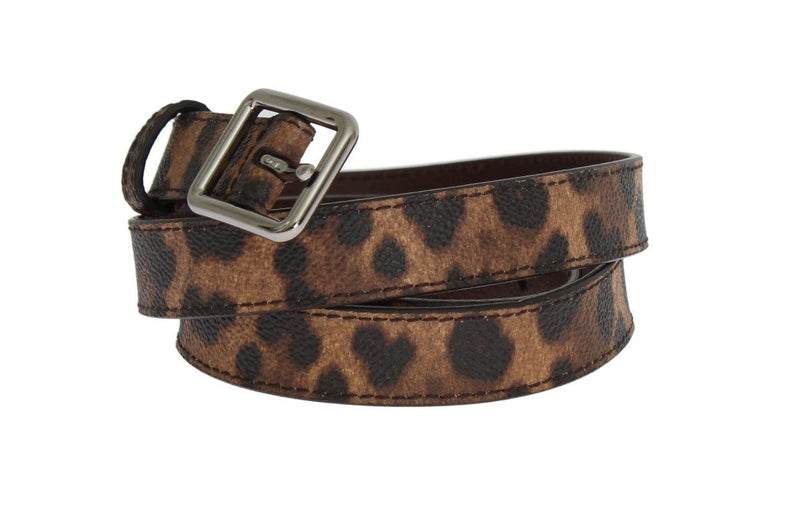 Brown Leopard Silver Buckle Belt