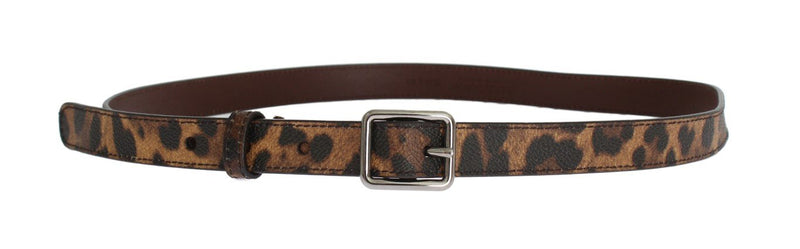 Brown Leopard Silver Buckle Belt