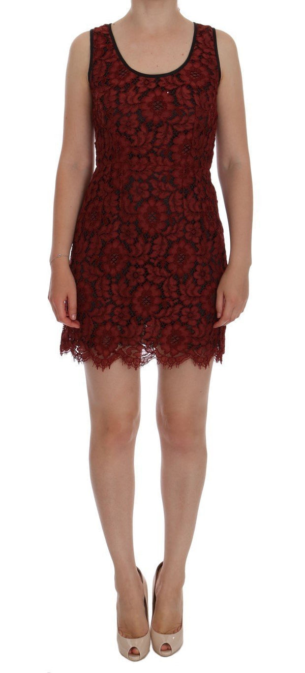 Red Floral Lace Short Mini Shift Dress