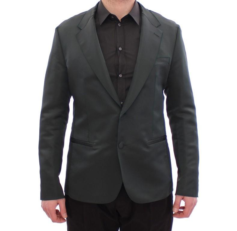 Green silk slim fit blazer