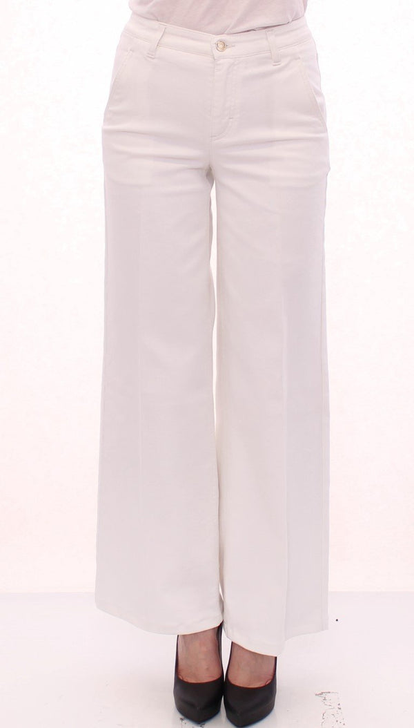 White Cotton Logo Regular Fit Jeans Pants