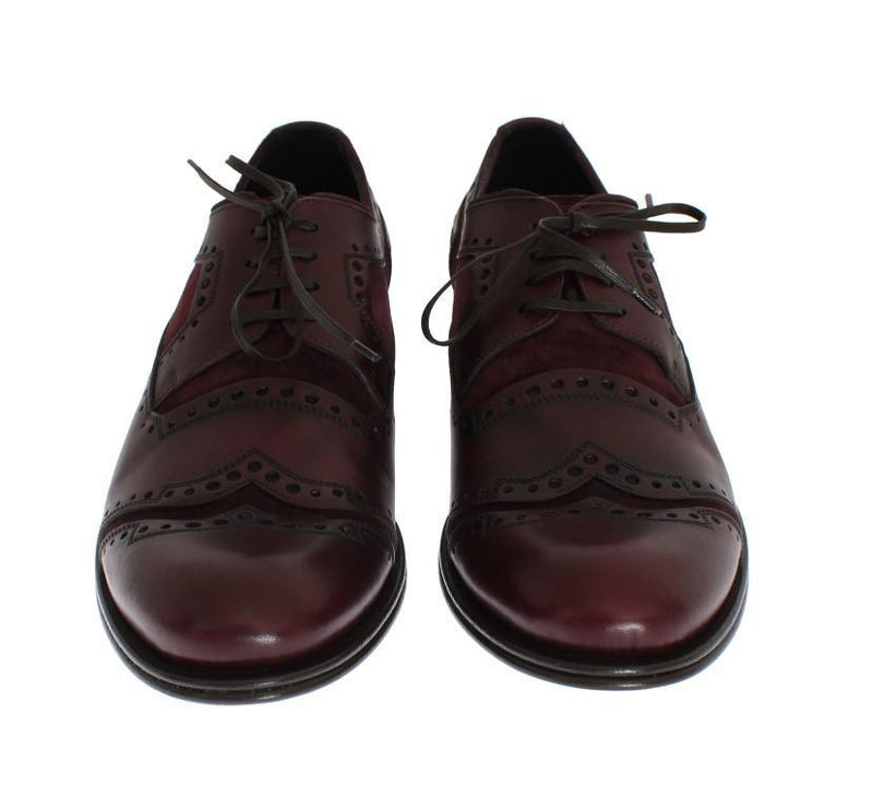 Bordeaux Leather Derby Wingtip Shoes