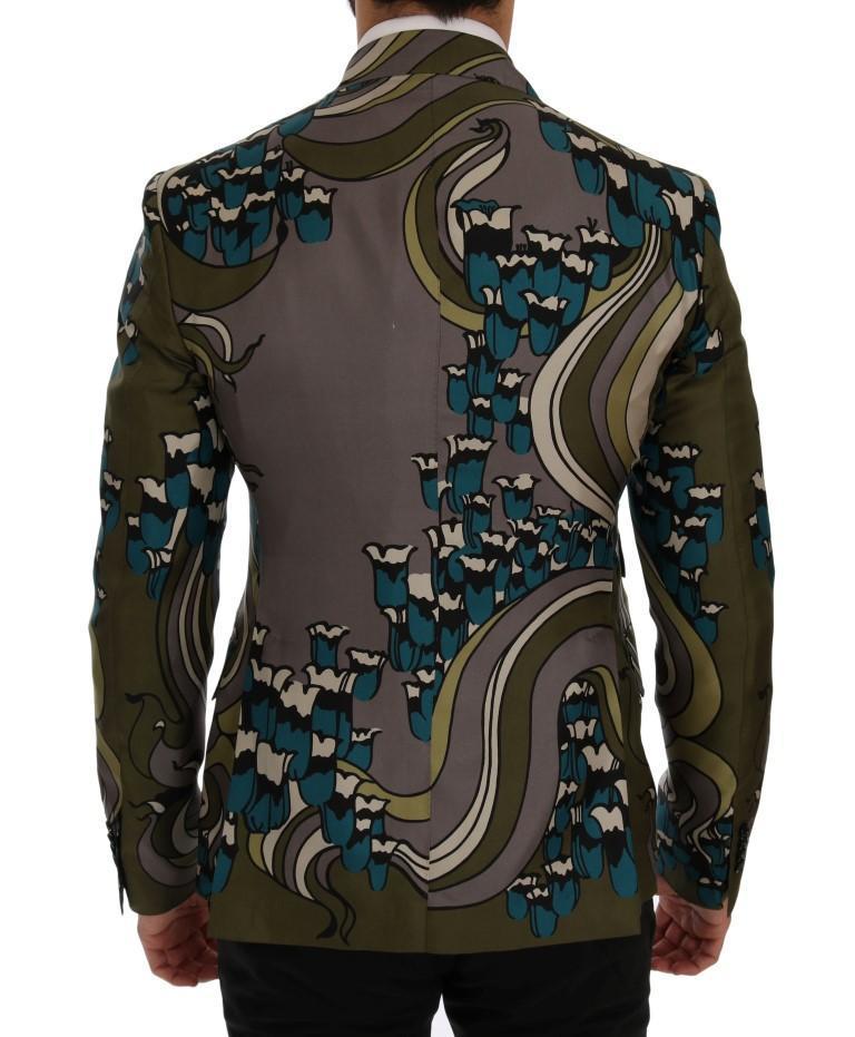 Gray Silk Three Button Blazer