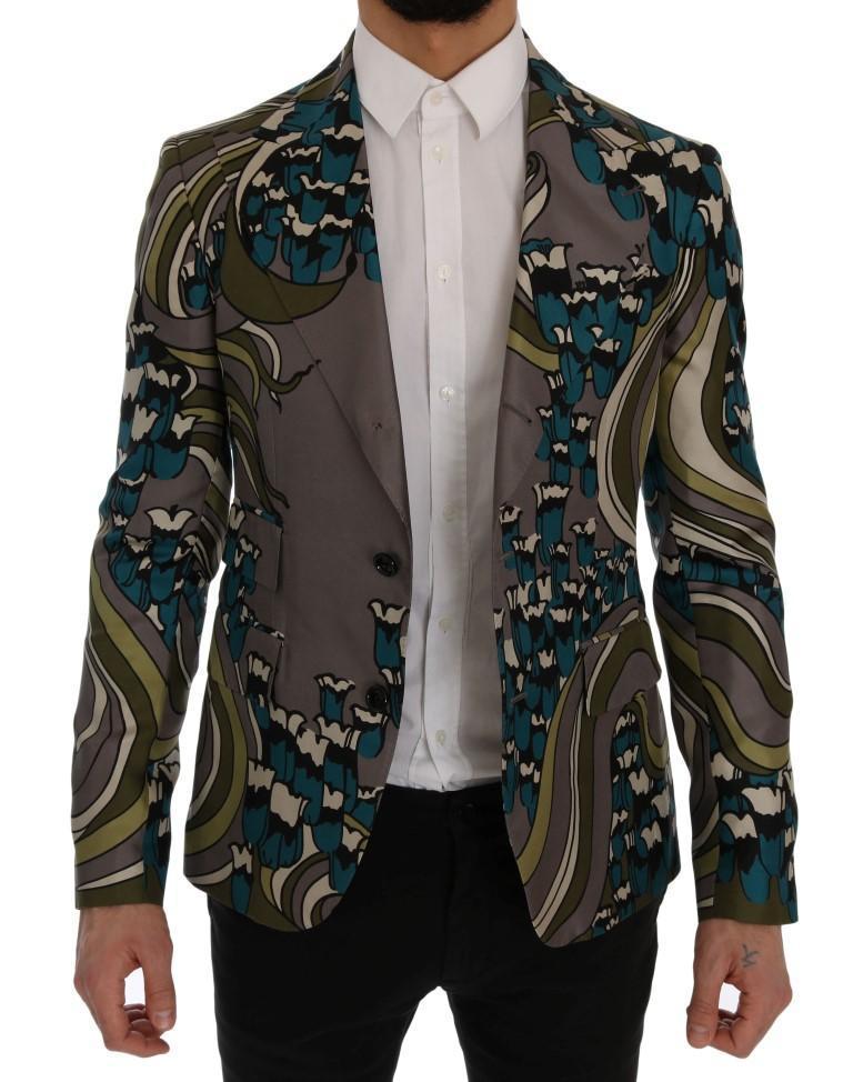 Gray Silk Three Button Blazer