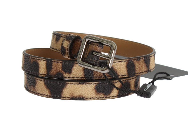 Brown Leopard Silver Buckle Belt