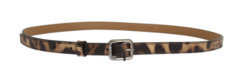 Brown Leopard Silver Buckle Belt