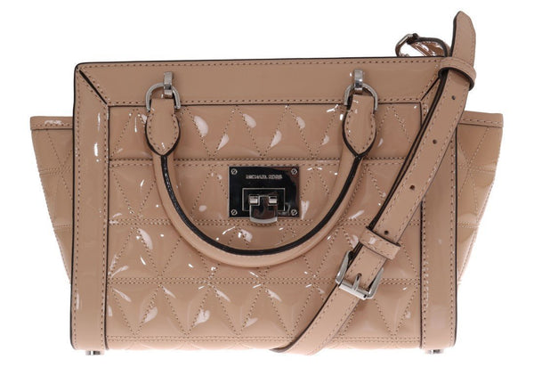 Beige VIVIANNE Patent Messenger Bag