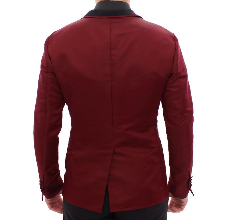 Red silk slim fit blazer