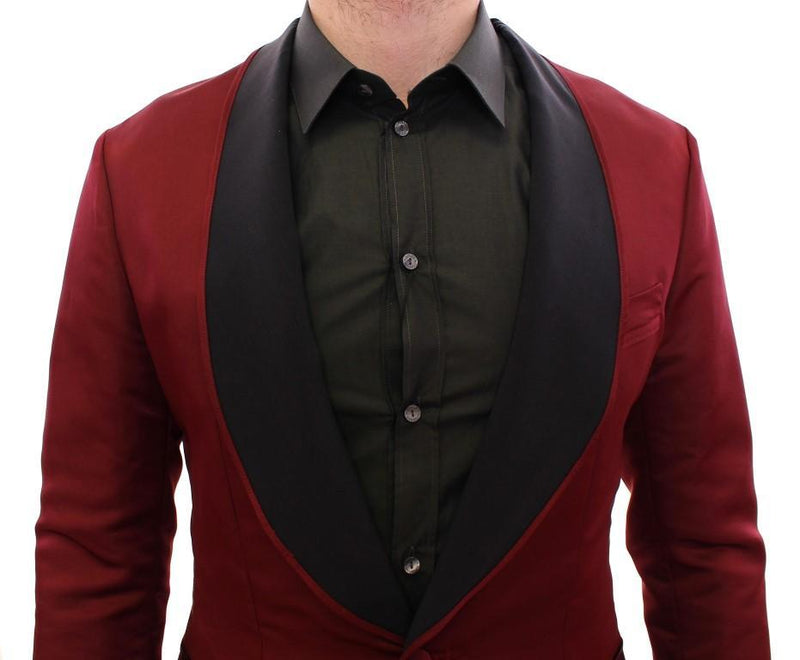 Red silk slim fit blazer