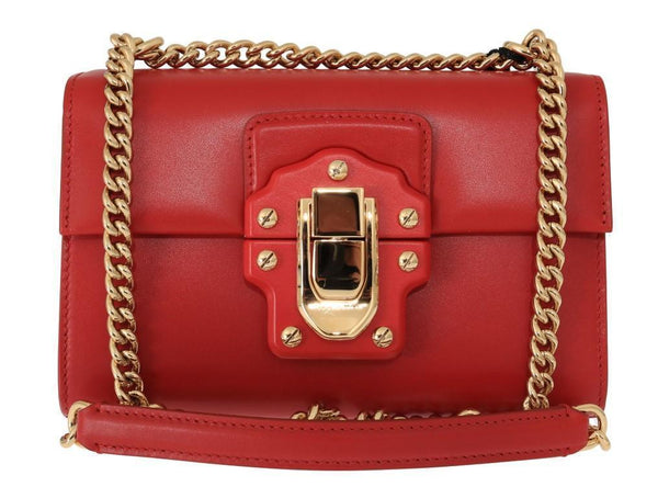 Red Leather LUCIA Shoulder Messenger Bag